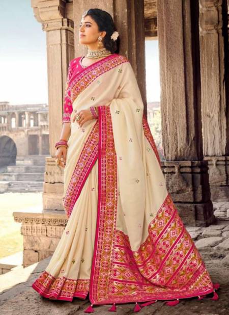 Off White Colour Gajraj 300 New Latest Designer Ethnic Wear Banarasi Silk Saree Collection 309